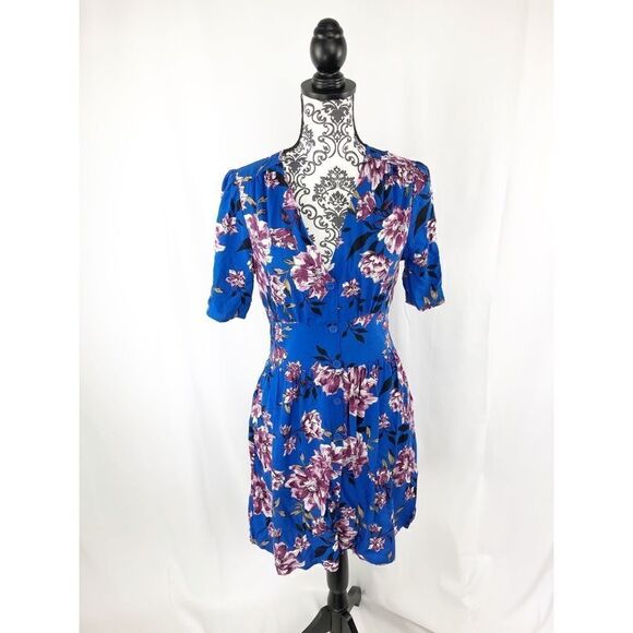 Band Of Gypsies Floral Button Fit & Flare Dress - Picture 1 of 9